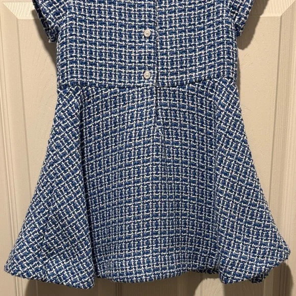 Janie & Jack Blue and White Tweed Dress with Lace Collar - Picture 6 of 7